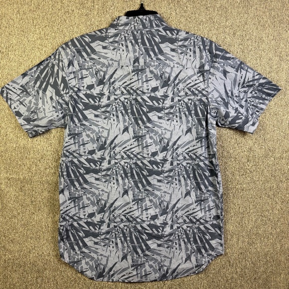 Columbia Rapid Rivers Short Sleeve Shirt Bluestone Dye Palms Men's Size Small - Picture 2 of 5